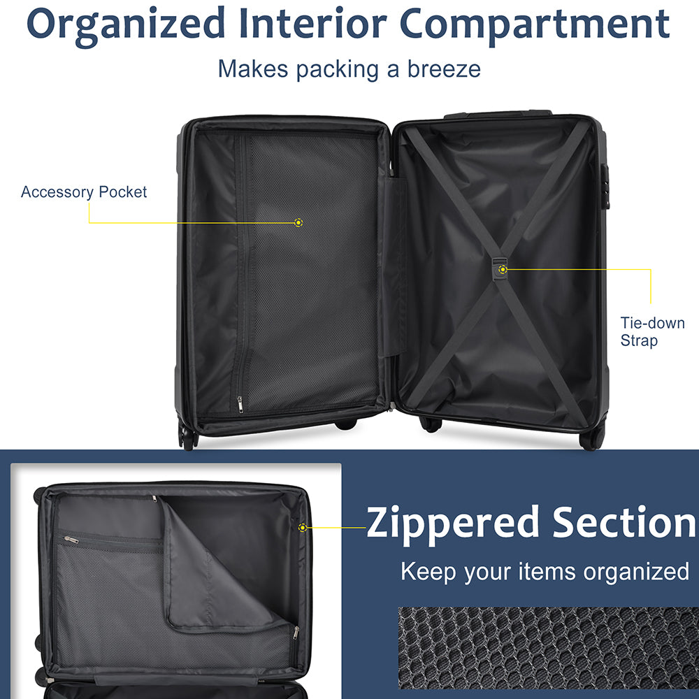 Set of 3 Piece Expandable Lightweight Spinner Suitcase with Corner Guards - Blue_7