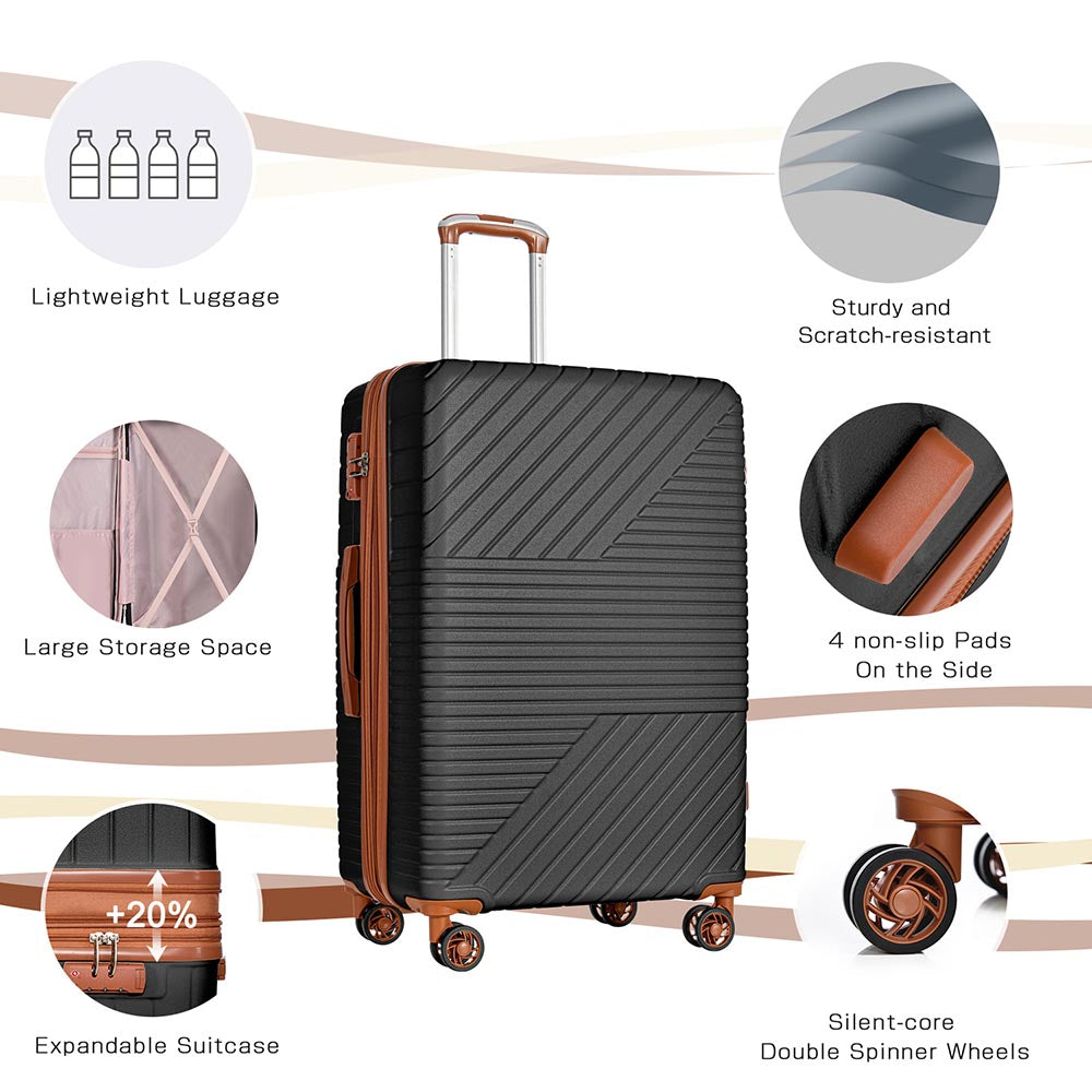 3-Piece Lightweight Hard-shell Luggage Set with Double Spinner Wheels and TSA Lock_9