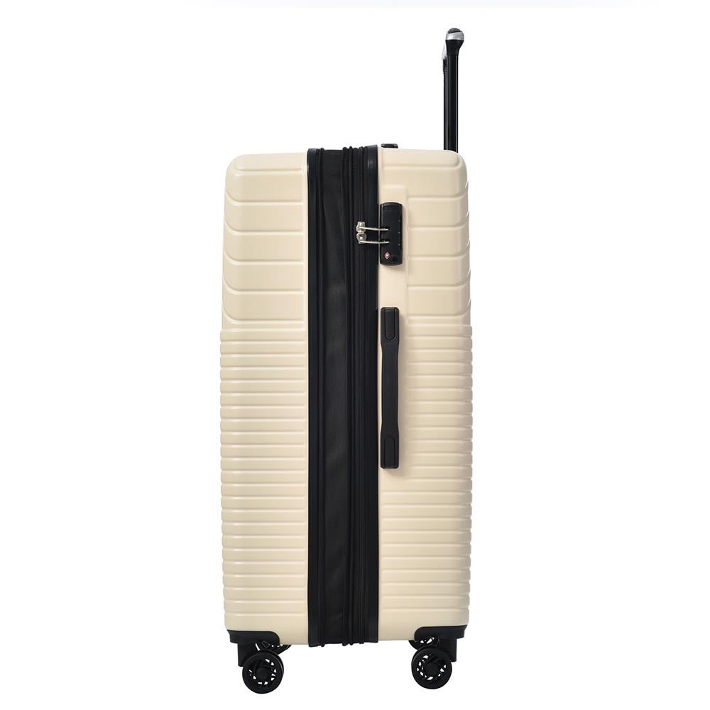 3-Piece Lightweight Hard-shell Luggage Set with Double Spinner Wheels and TSA Lock - Cream White_4