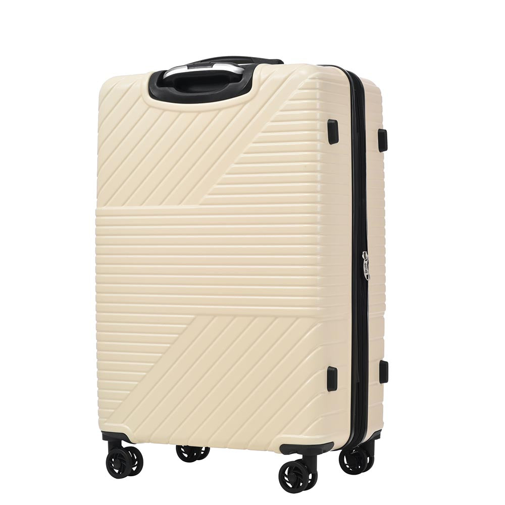 3-Piece Lightweight Hard-shell Luggage Set with Double Spinner Wheels and TSA Lock - Cream White_3