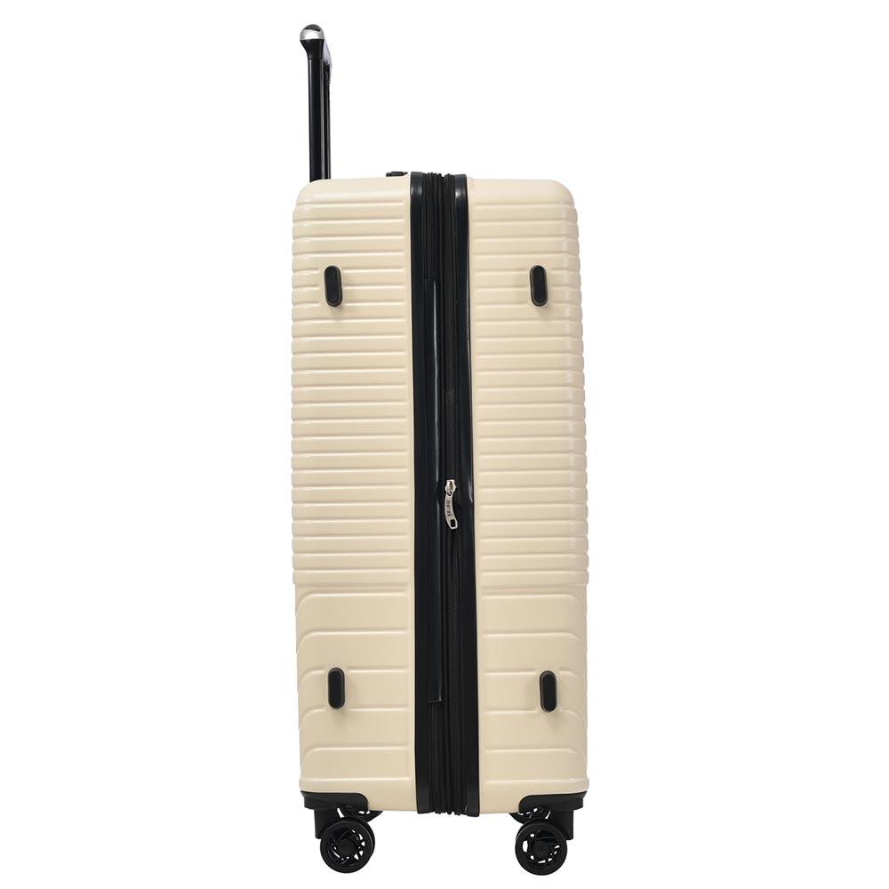 3-Piece Lightweight Hard-shell Luggage Set with Double Spinner Wheels and TSA Lock - Cream White_5