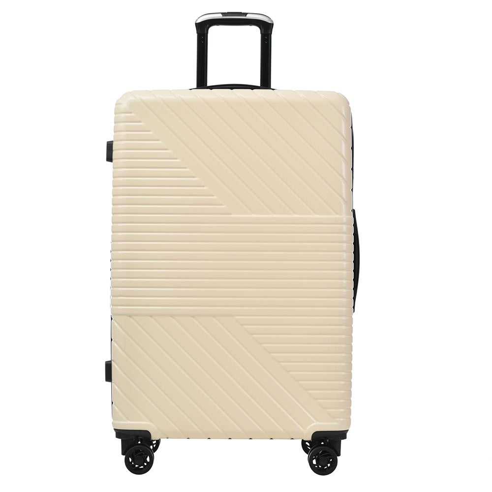 3-Piece Lightweight Hard-shell Luggage Set with Double Spinner Wheels and TSA Lock - Cream White_2