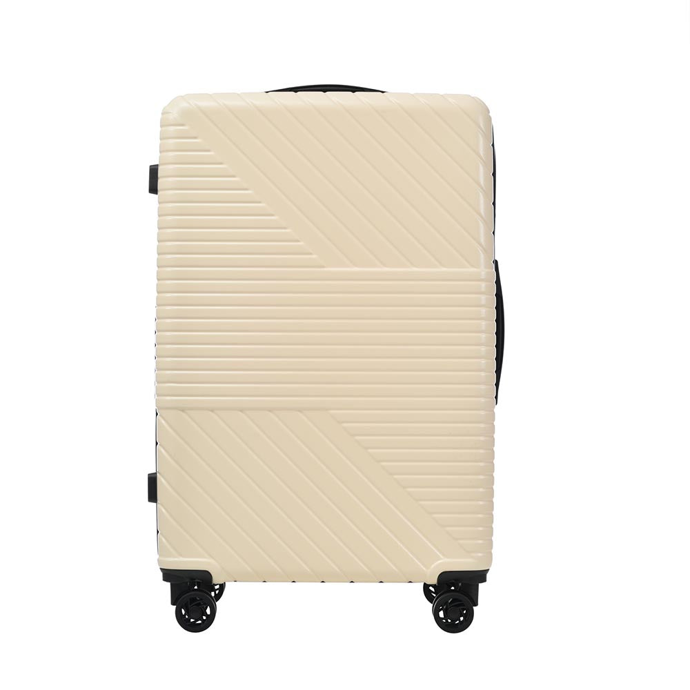 3-Piece Lightweight Hard-shell Luggage Set with Double Spinner Wheels and TSA Lock - Cream White_6