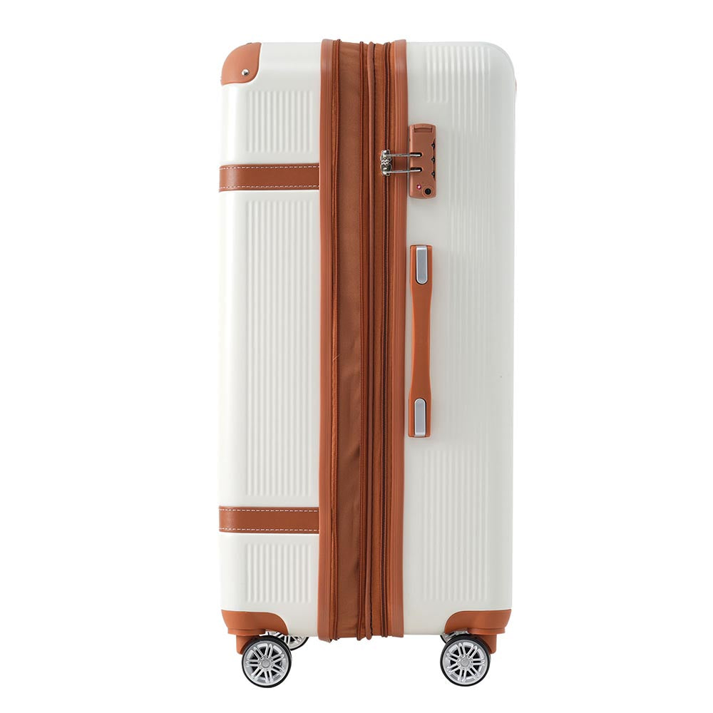 3 Piece Lightweight Hard-shell Luggage Sets double spinner 8 wheels Suitcase with TSA Lock - White_6