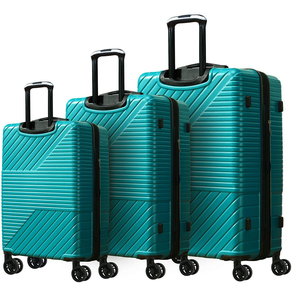 3-Piece Lightweight Hard-shell Luggage Set with Double Spinner Wheels and TSA Lock - Green_0