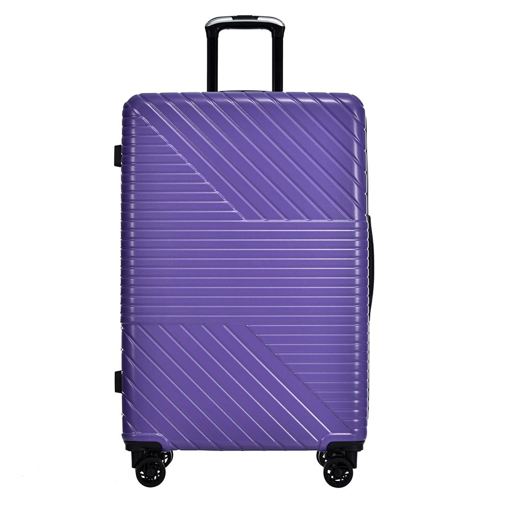 3-Piece Lightweight Hard-shell Luggage Set with Double Spinner Wheels and TSA Lock - Purple_3