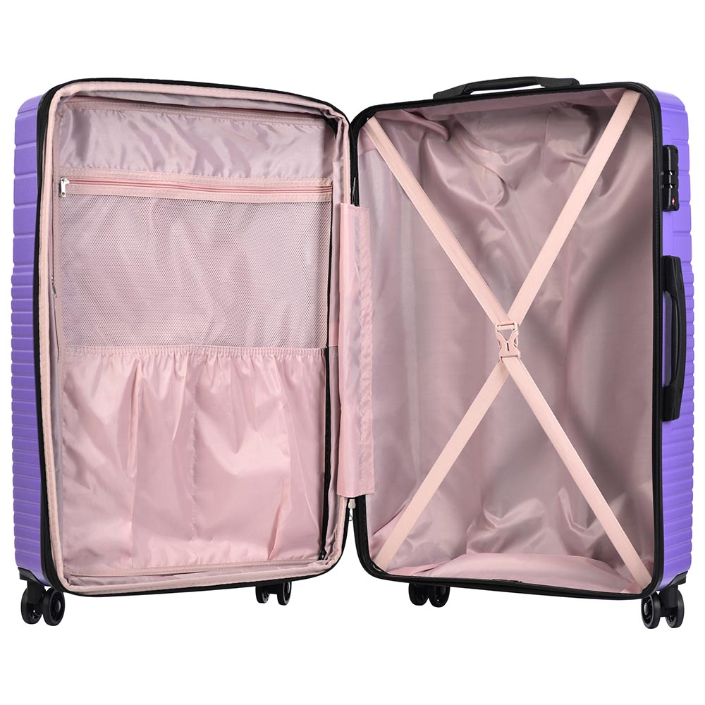 3-Piece Lightweight Hard-shell Luggage Set with Double Spinner Wheels and TSA Lock - Purple_8