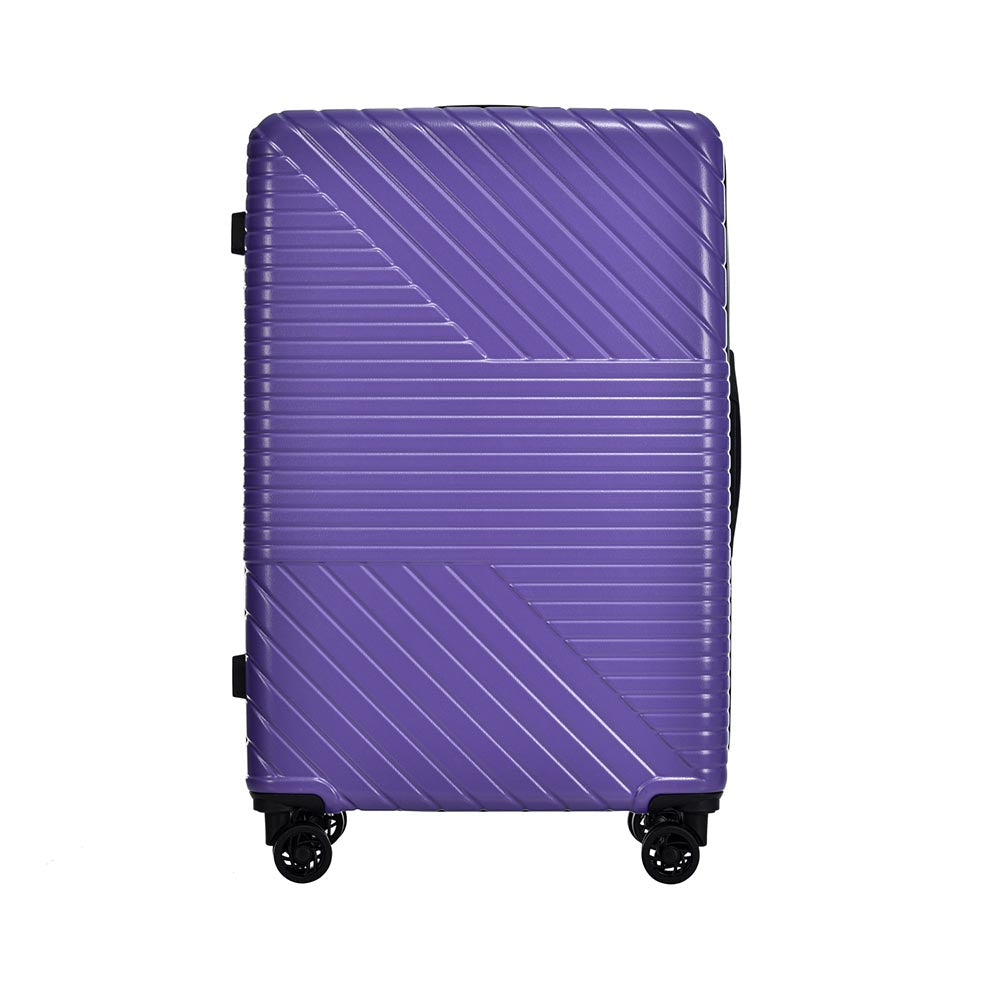 3-Piece Lightweight Hard-shell Luggage Set with Double Spinner Wheels and TSA Lock - Purple_4