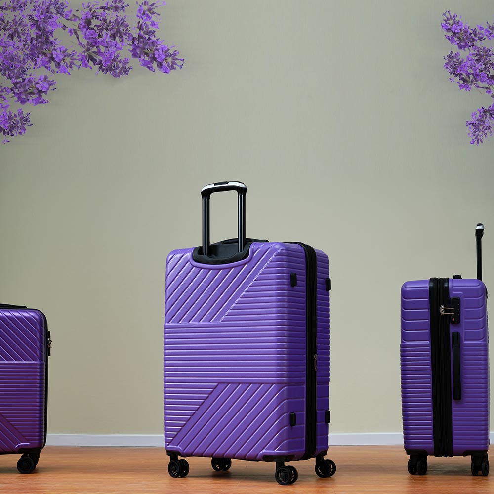 3-Piece Lightweight Hard-shell Luggage Set with Double Spinner Wheels and TSA Lock - Purple_18