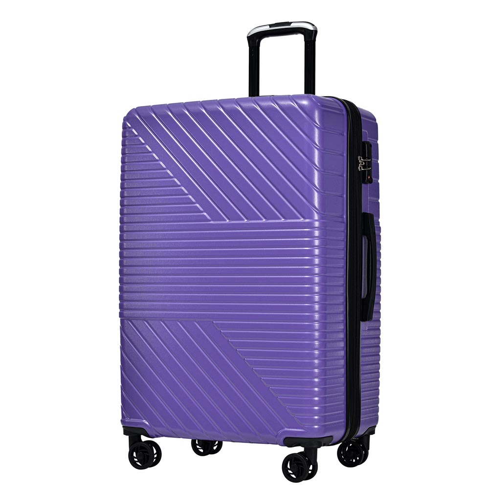 3-Piece Lightweight Hard-shell Luggage Set with Double Spinner Wheels and TSA Lock - Purple_7