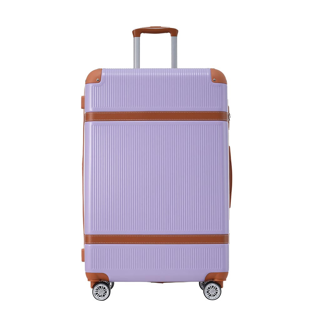 3 Piece Lightweight Hard-shell Luggage Sets double spinner 8 wheels Suitcase with TSA Lock - Lilac_2