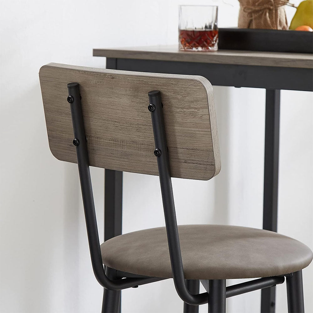 Industrial Bar Table Set with 3 Stools - Grey_7