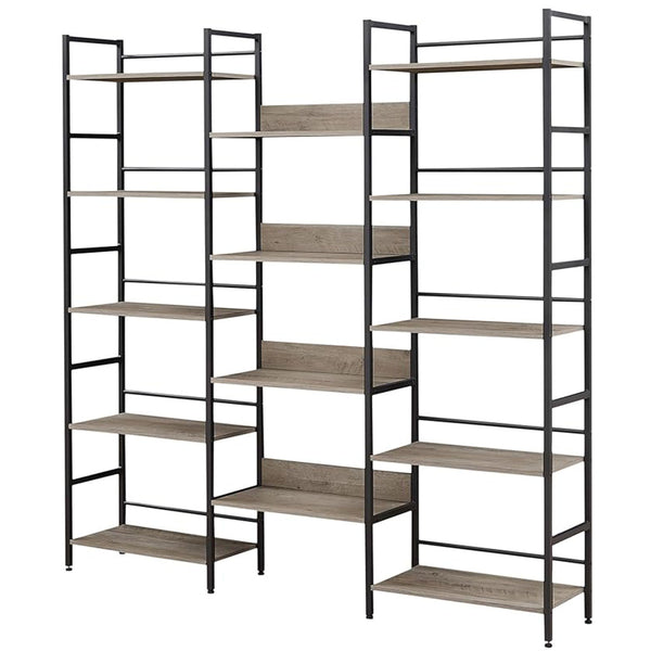 Triple Wide 5-Tier Industrial Bookshelf - Grey_0