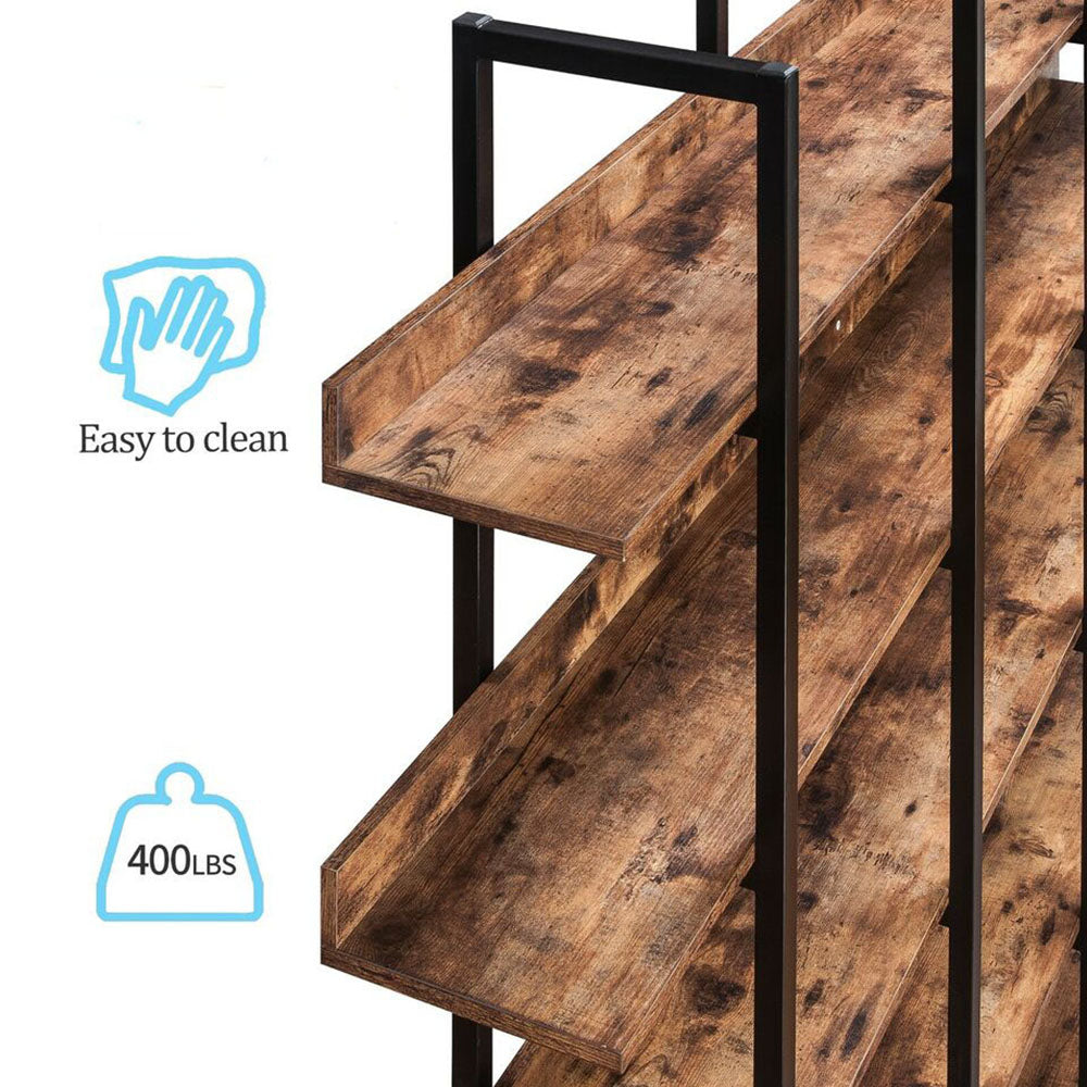 5-Tier Industrial Bookshelf with Metal Frame - Brown_7