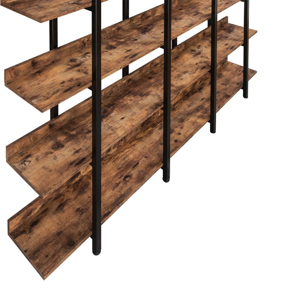 5-Tier Industrial Bookshelf with Metal Frame - Brown_2