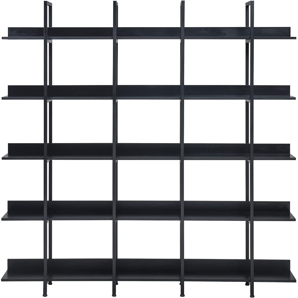 5-Tier Industrial Bookshelf with Metal Frame - Black_1