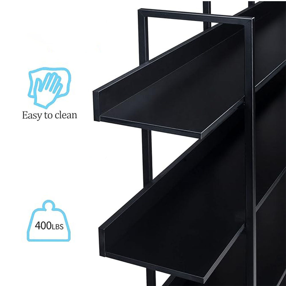 5-Tier Industrial Bookshelf with Metal Frame - Black_3