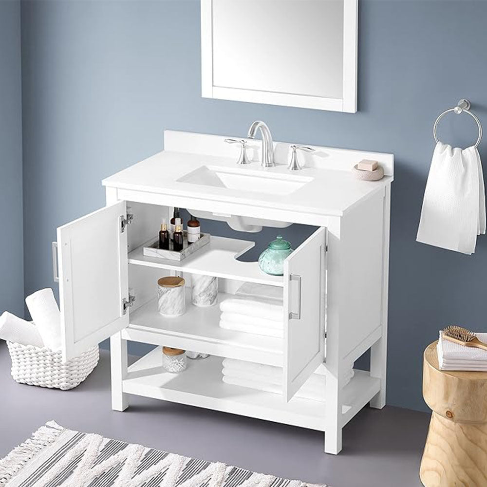 Bathroom Vanity with Sink, Multi-functional Cabinet - White_4