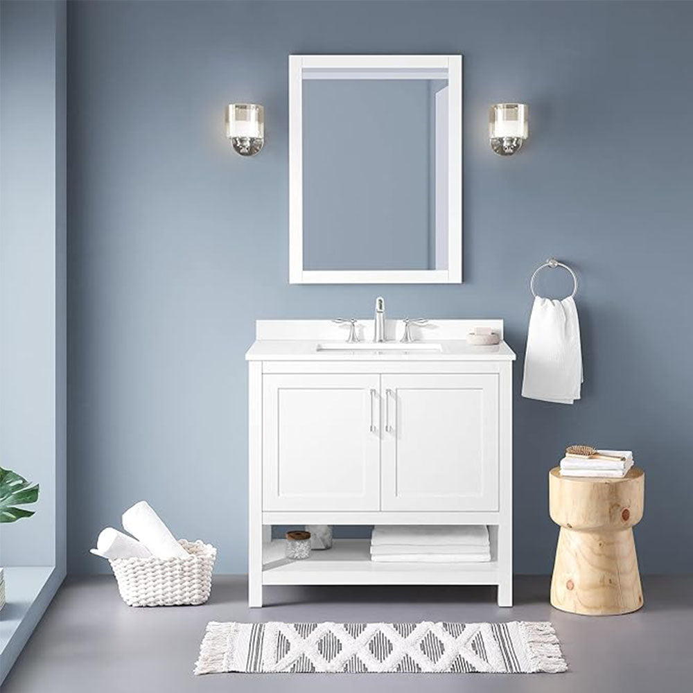 Bathroom Vanity with Sink, Multi-functional Cabinet - White_2