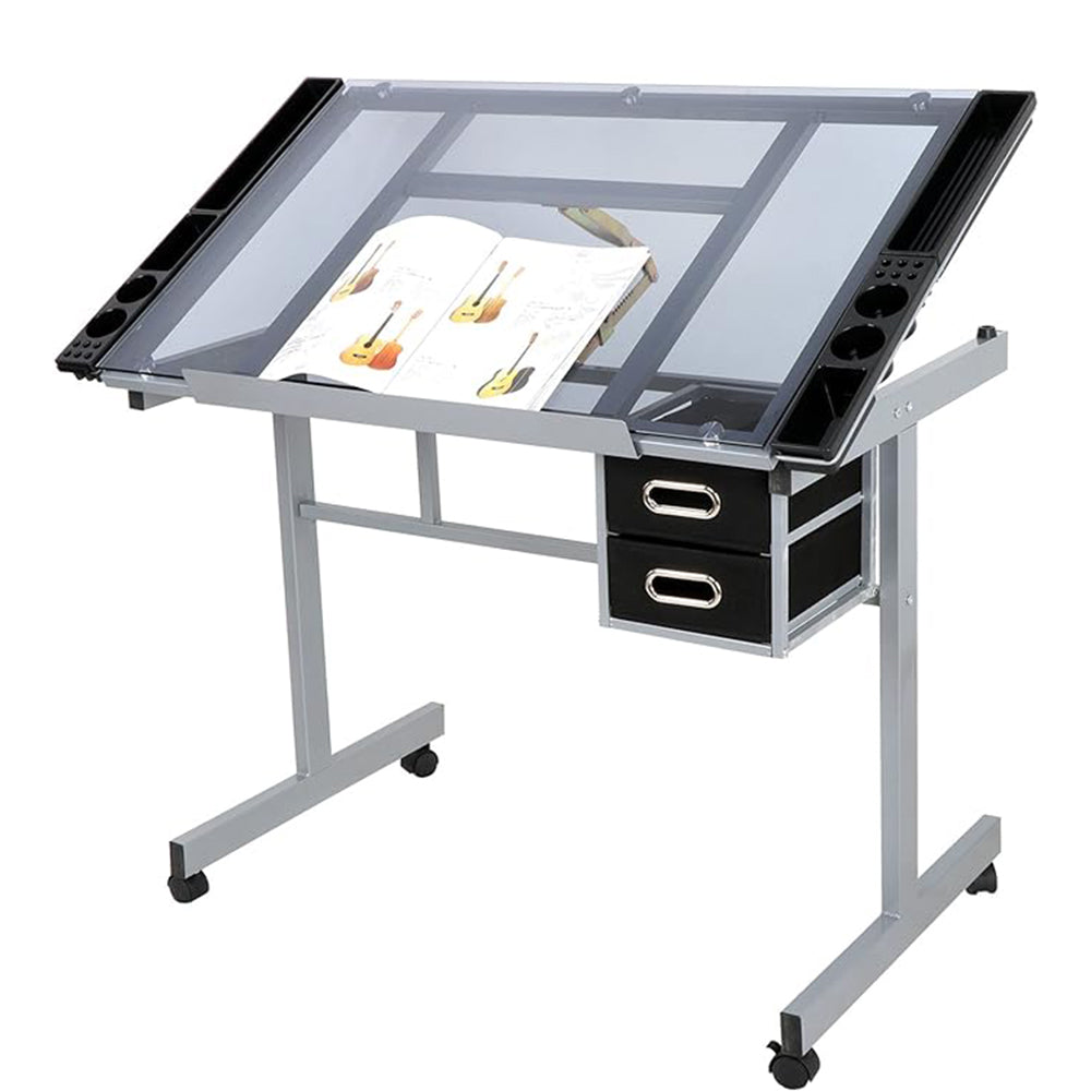 Adjustable Art Drawing Desk with Craft Station_0