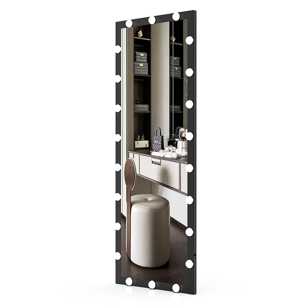 63x24 Inch Hollywood Full-Length Lighted Mirror, 3 Color Modes, Touch Control,  - Black_0