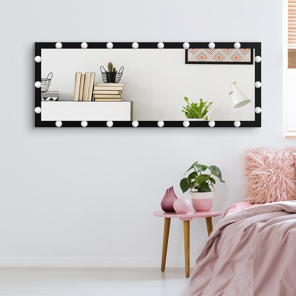 63x24 Inch Hollywood Full-Length Lighted Mirror, 3 Color Modes, Touch Control,  - Black_4