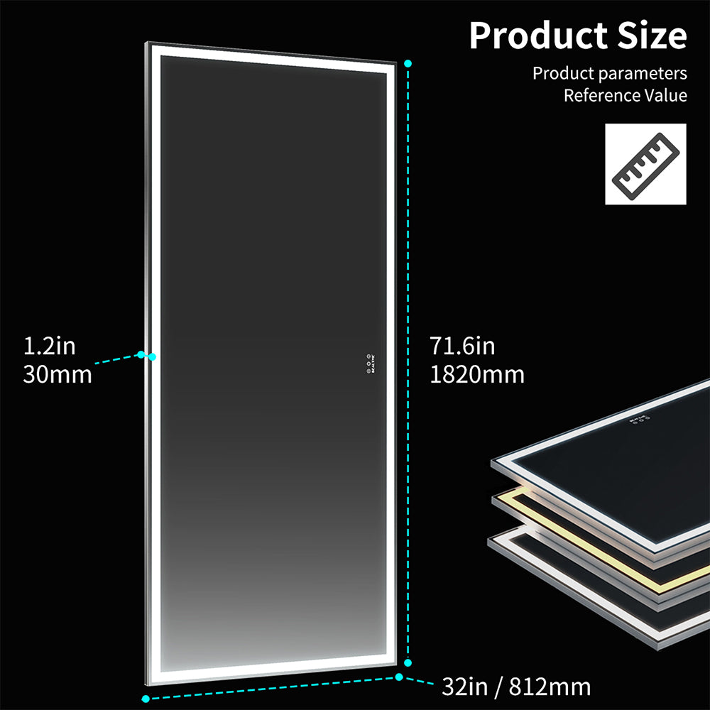 72x32 Inch Oversized LED Wall Mirror_4