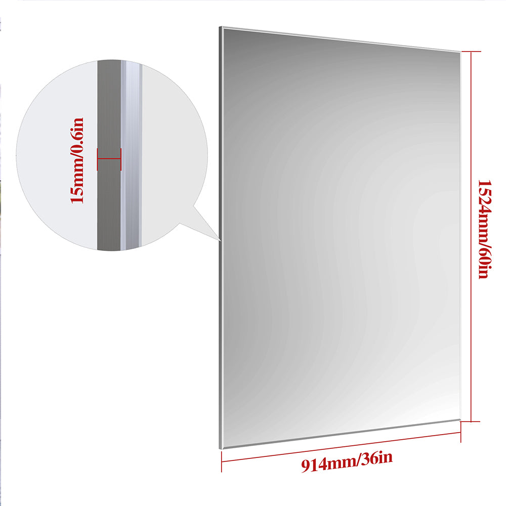 60x36 Inch Oversized Rectangle Mirror with Silver Frame_5