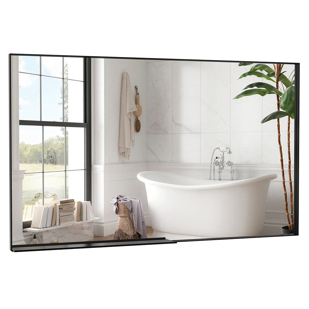 60x36 Inch Oversized Rectangle Mirror, Vertical/Horizontal Mount - Black Frame_0