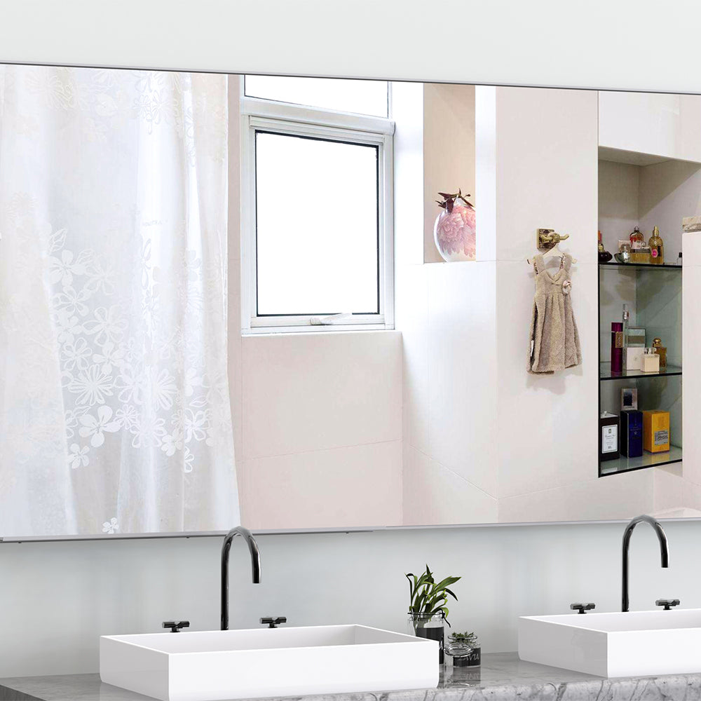 72x36 Inch Oversized Mirror with Mobile Tray-Silver Frame_12