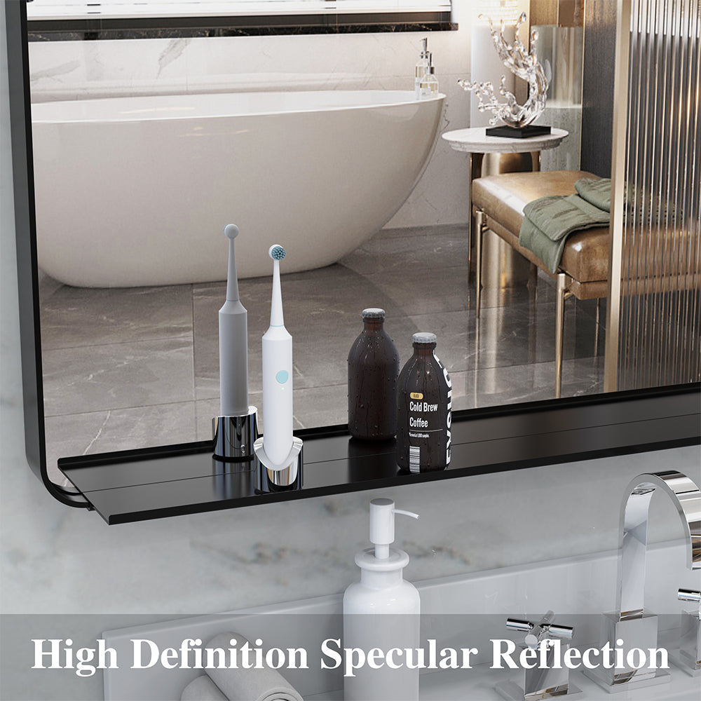 72x32 Inch Oversized Mirror with Mobile Tray, - Black Frame_2