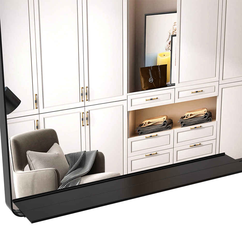 72x32 Inch Oversized Mirror with Mobile Tray, - Black Frame_8