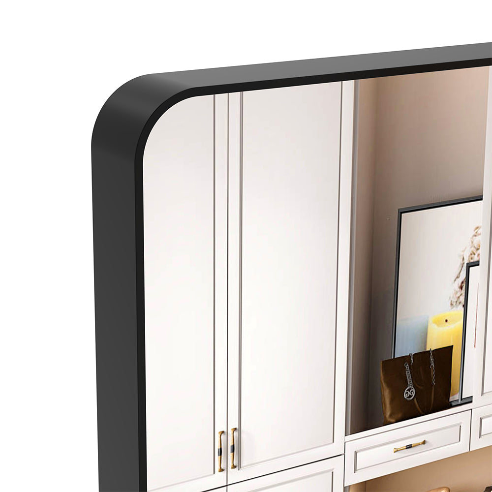 72x32 Inch Oversized Mirror with Mobile Tray, - Black Frame_5