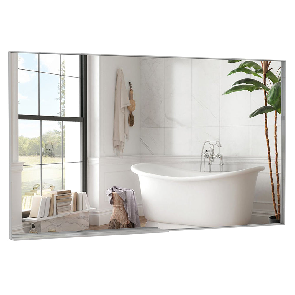 36x60 Inch Silver-Framed Modern Oversized Mirror for Bathroom_0