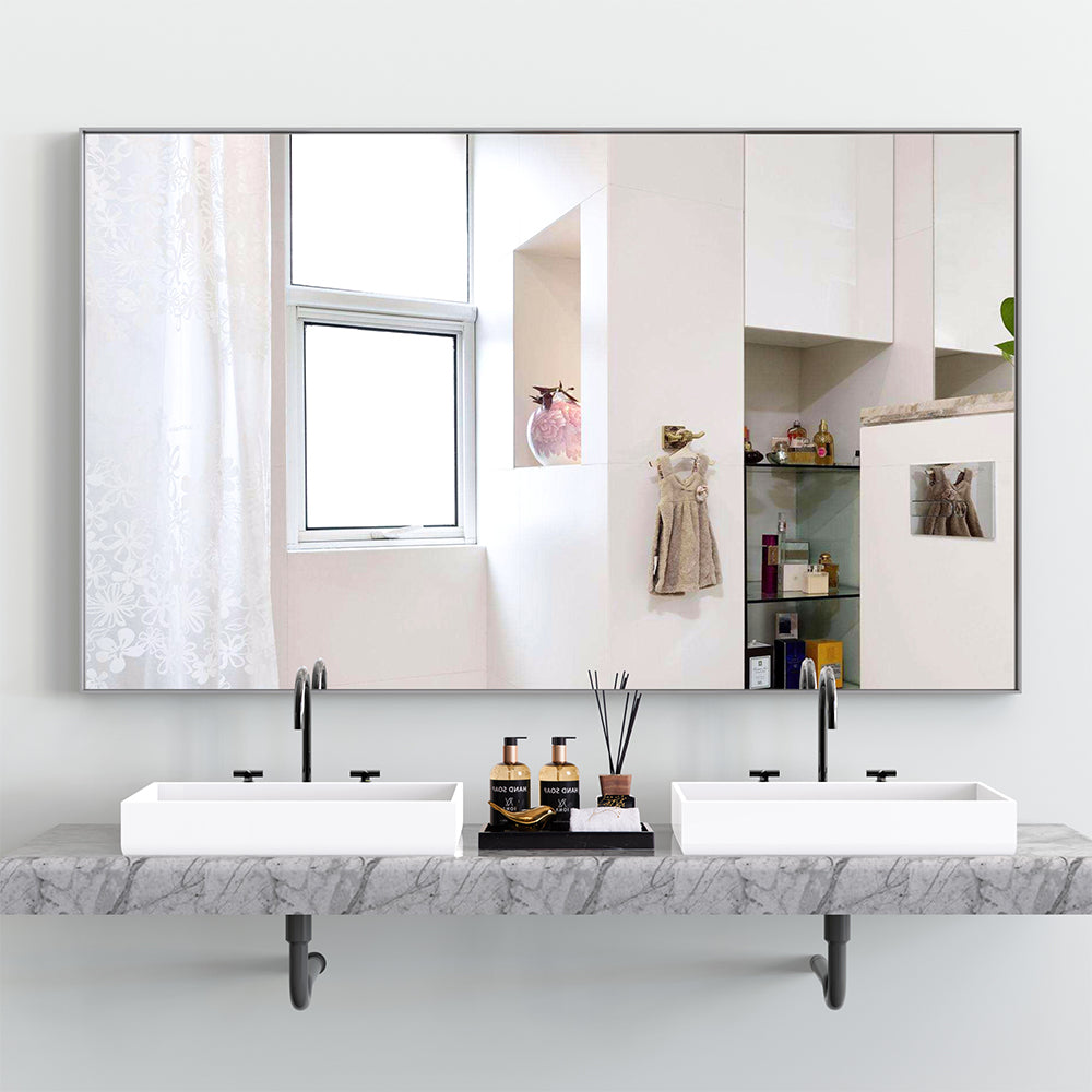 36x60 Inch Silver-Framed Modern Oversized Mirror for Bathroom_1