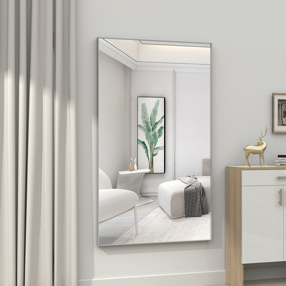 36x60 Inch Silver-Framed Modern Oversized Mirror for Bathroom_2