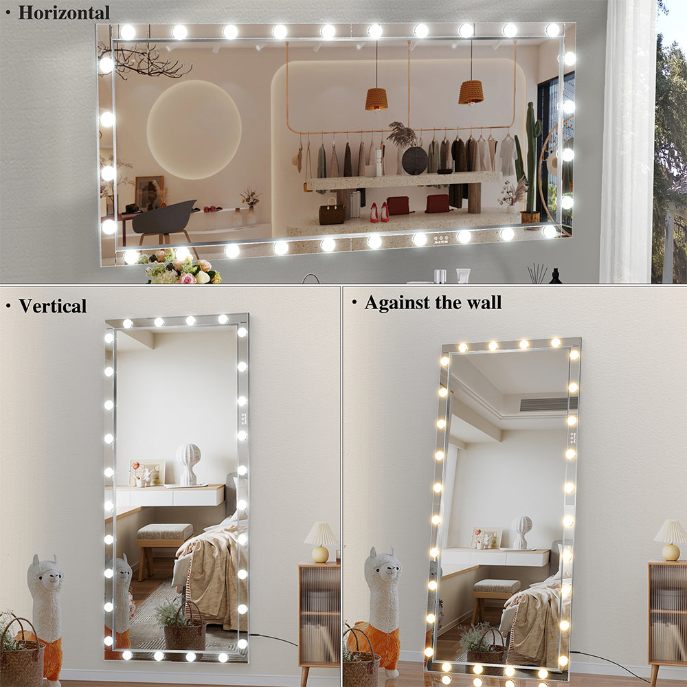 72x36 Inch Hollywood LED Vanity Mirror - Silver Aluminum Frame_8