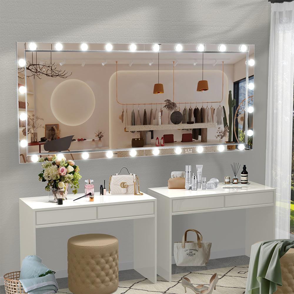 72x36 Inch Hollywood LED Vanity Mirror - Silver Aluminum Frame_7