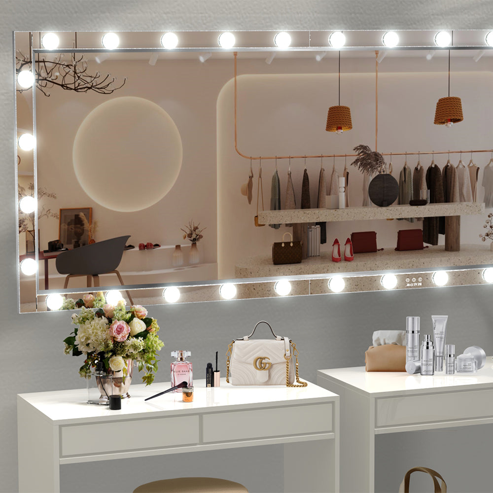 72x36 Inch Hollywood LED Vanity Mirror - Silver Aluminum Frame_5