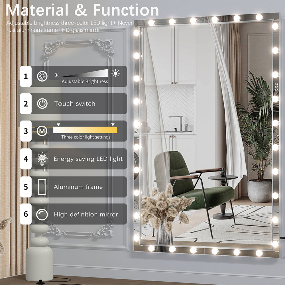 72x48 Inch Hollywood LED Full-Length Mirror - Silver_8