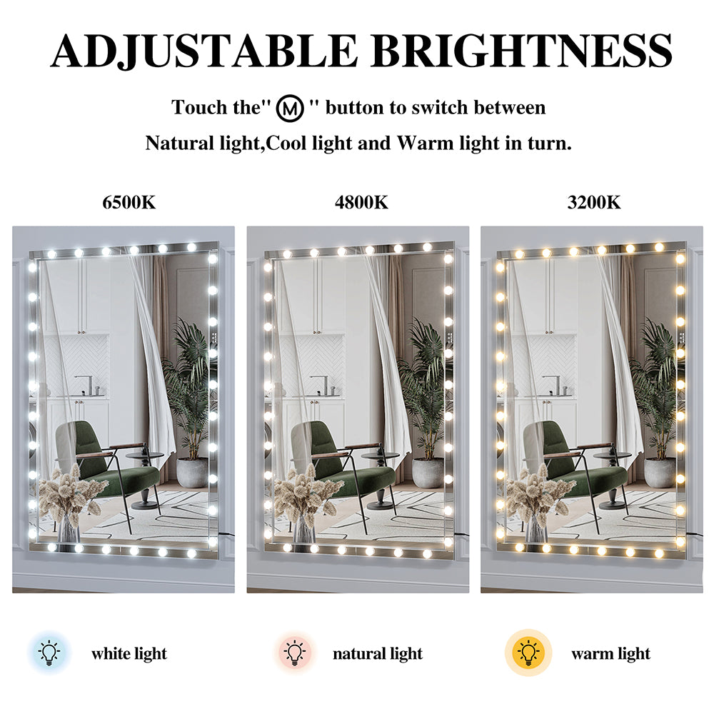 72x48 Inch Hollywood LED Full-Length Mirror - Silver_3