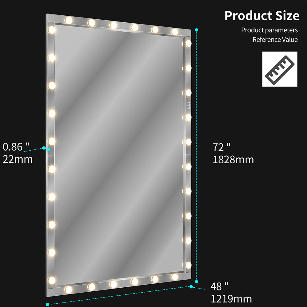 72x48 Inch Hollywood LED Full-Length Mirror - Silver_10