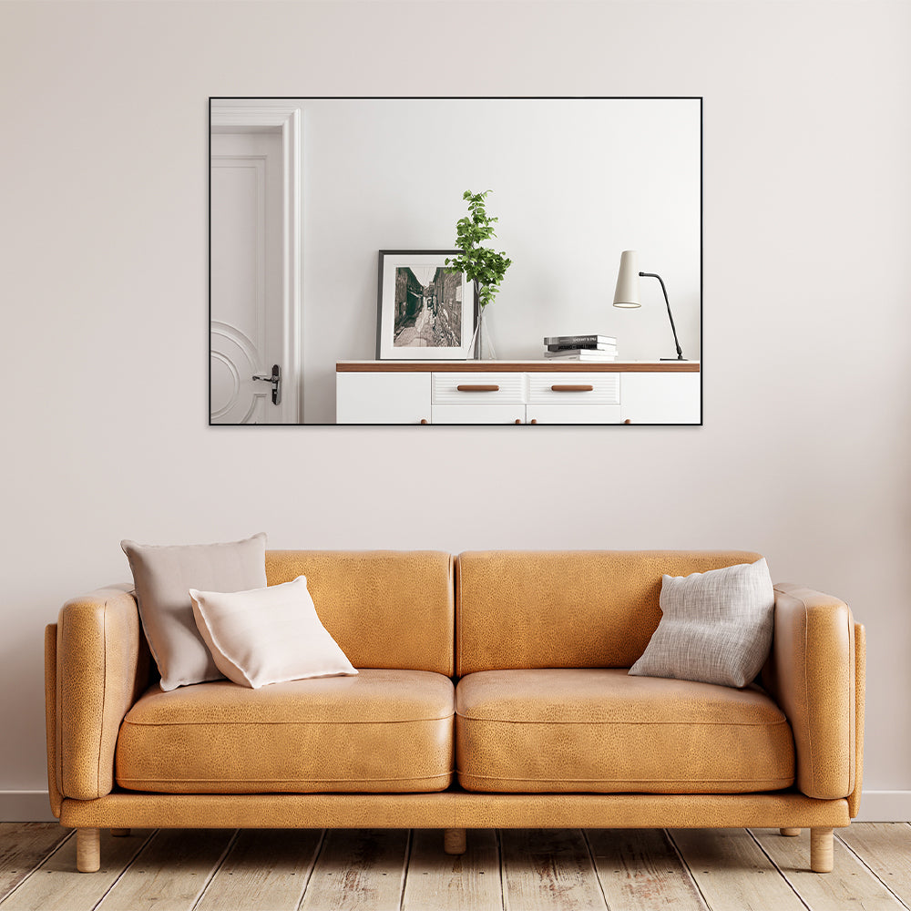 48x32 Inch Modern Rectangle Mirror - Black Frame_2