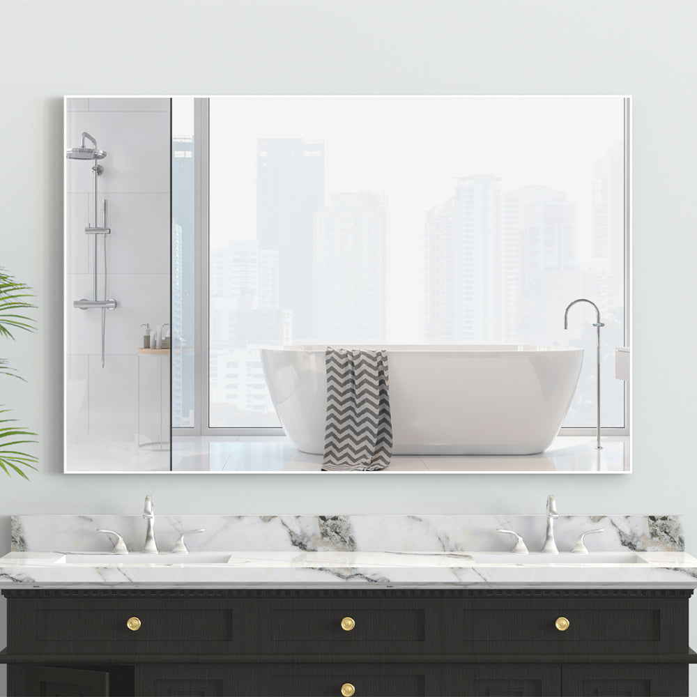 48x32 Inch Modern Oversized Rectangle Mirror - White Frame_7