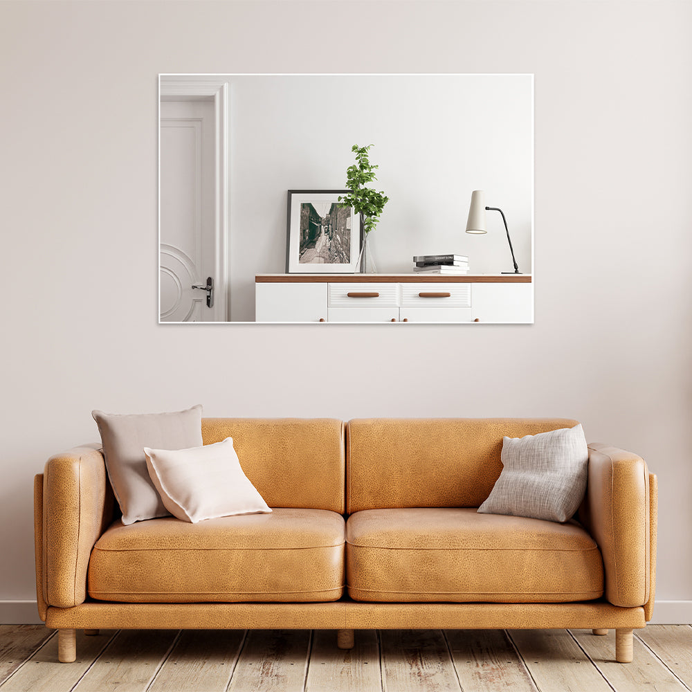 48x32 Inch Modern Oversized Rectangle Mirror - White Frame_5