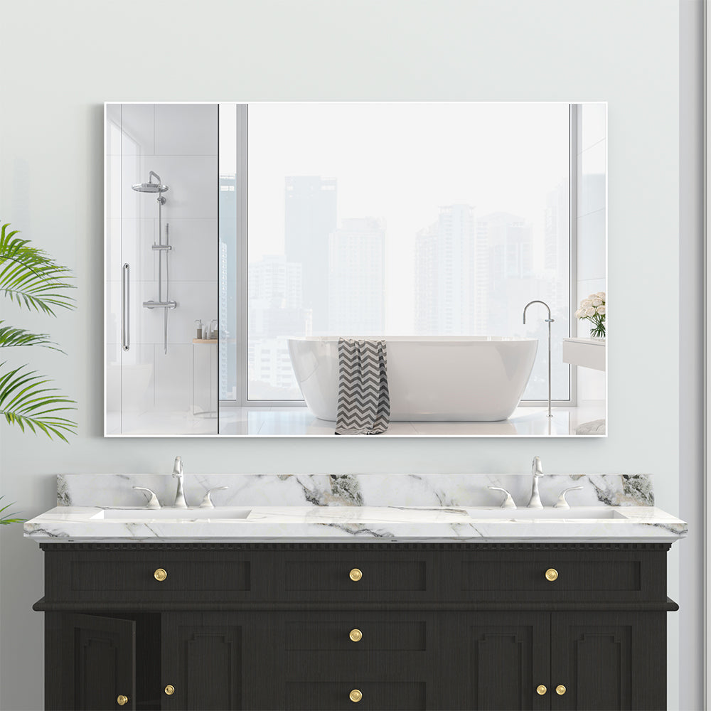 48x32 Inch Modern Oversized Rectangle Mirror - White Frame_3