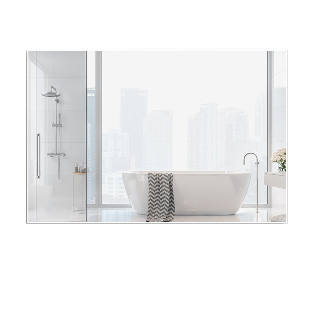 48x32 Inch Modern Oversized Rectangle Mirror - White Frame_0