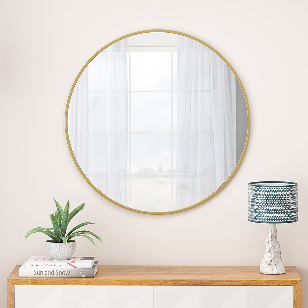 48-Inch Oversized Round Metal Framed Mirror - Gold_5