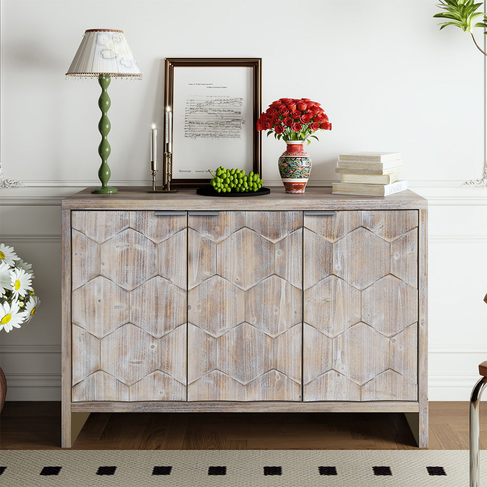 Farmhouse Style 3-Door Wooden Accent Cabinet/Sideboard_6