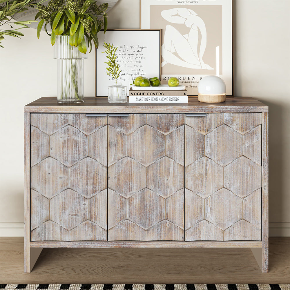 Farmhouse Style 3-Door Wooden Accent Cabinet/Sideboard_3